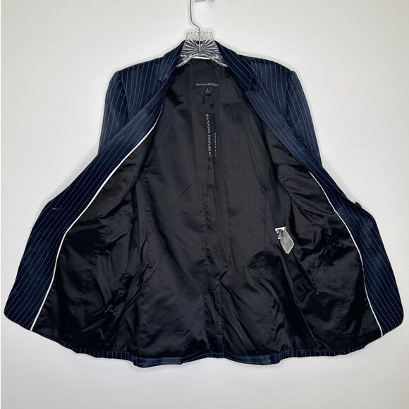 NWT Banana Republic Navy Pinstripe one button dressy Blazer Spring 2018 size 4 - Picture 9 of 15